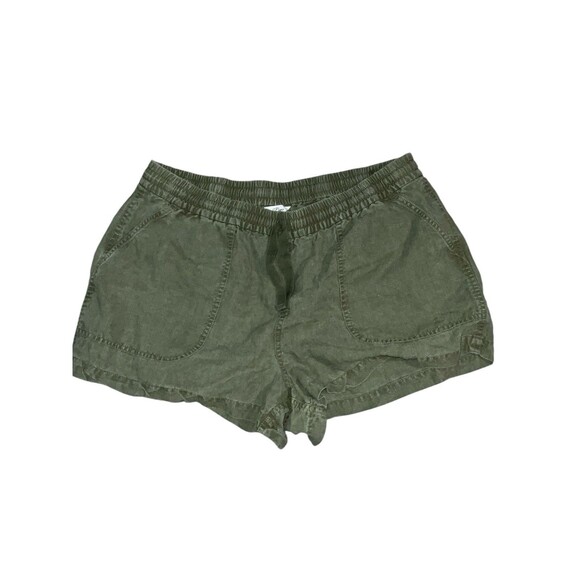 J.Crew Woman L Olive Green Linen Blend Drawstring Pull On Casual Shorts Pocket - Picture 1 of 5